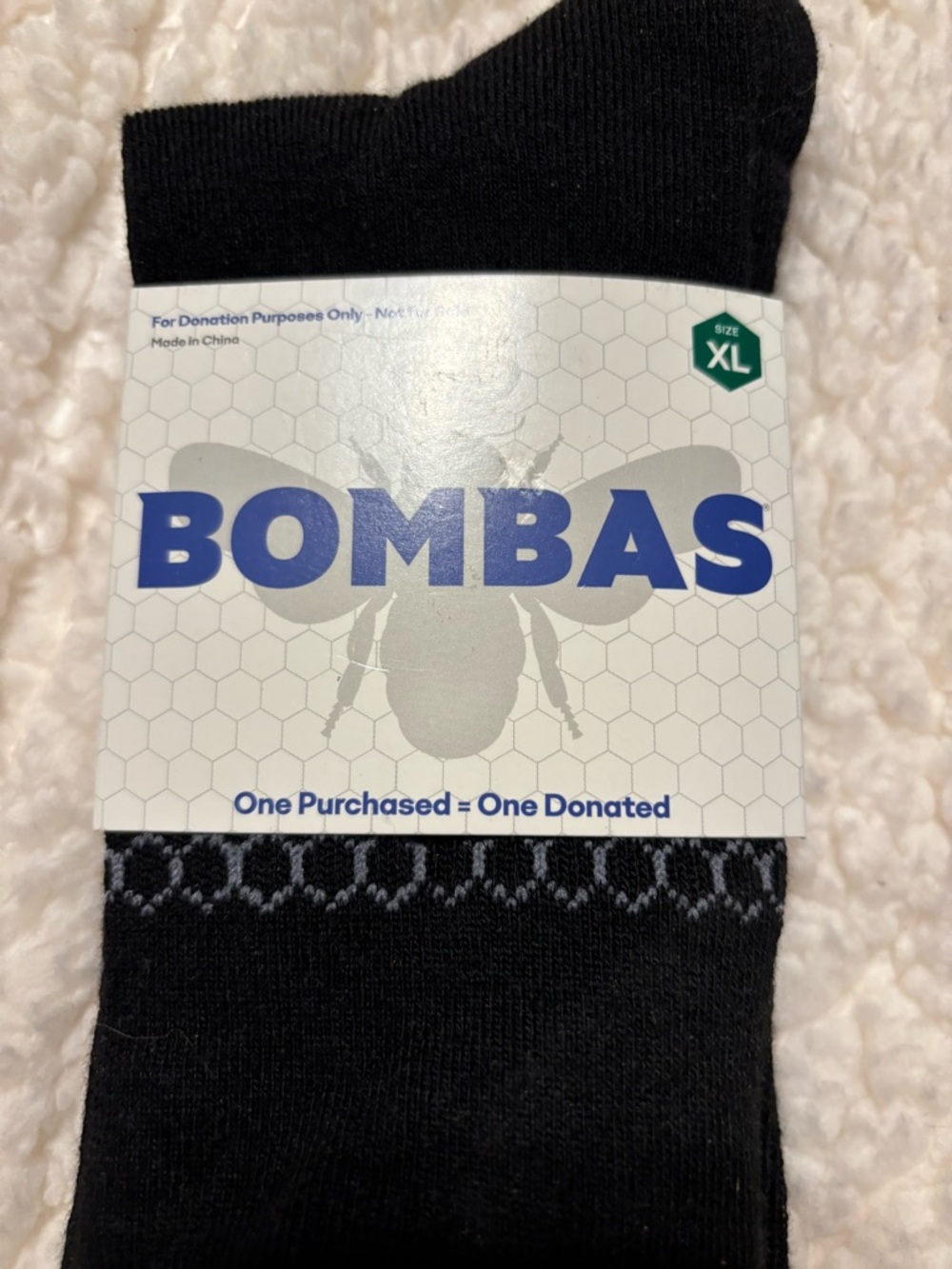 Bombas Black Crew Socks with Gray Accent - XL